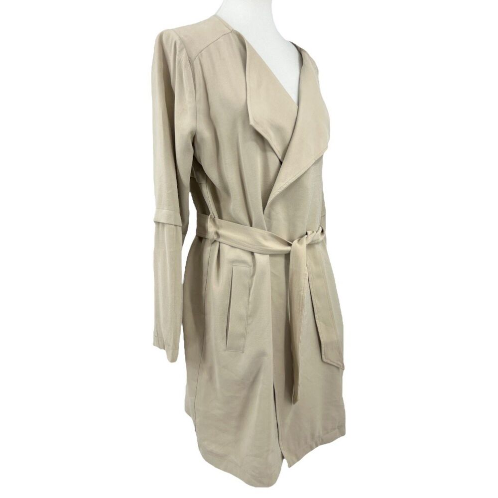 Khaki Wrap Jacket Women's Size Med Tie Front Dressy Business Professional - Picture 3 of 13